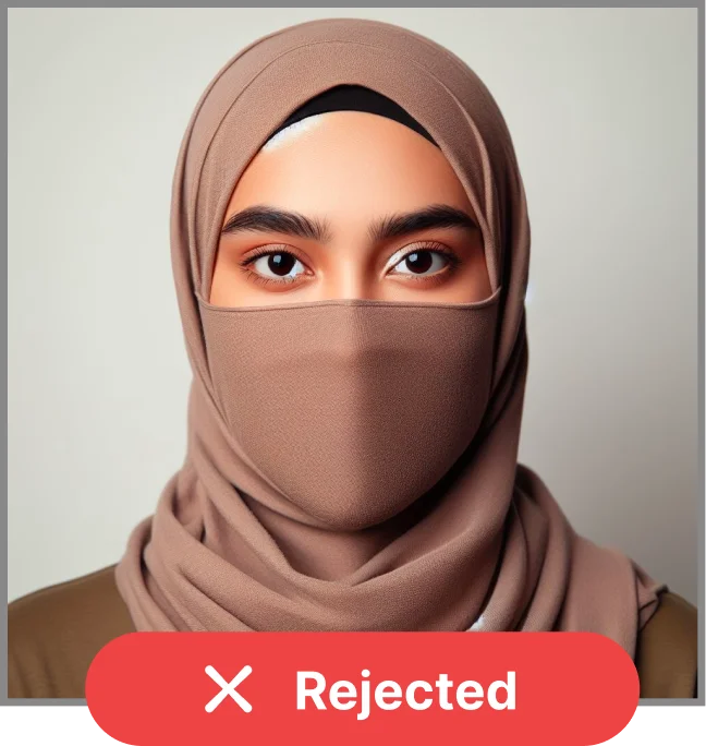 rejected passport photo due to objects covering face